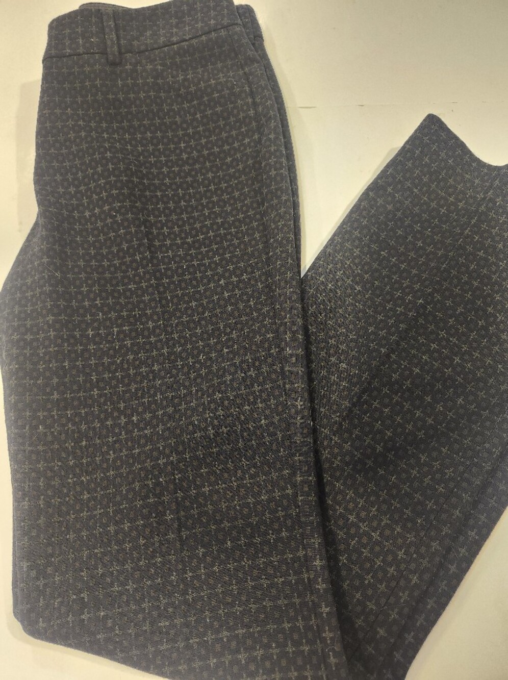 Express Pants Womens 6 Navy Geo Editor Barely Boot Stretch Office Work Preppy
